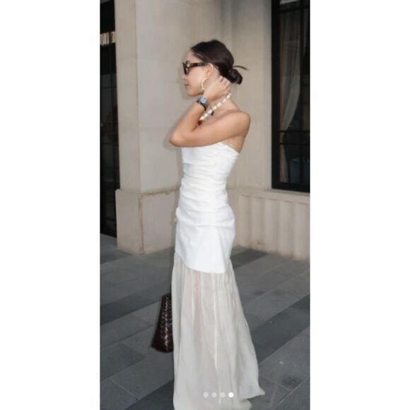 NWT ZARA COMBINATION STRAPLESS MIDI DRESS - Picture 6 of 12